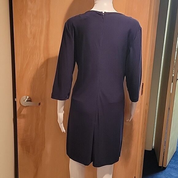 Laundry by Shelli Segal navy faux wrap dress - Picture 3 of 11